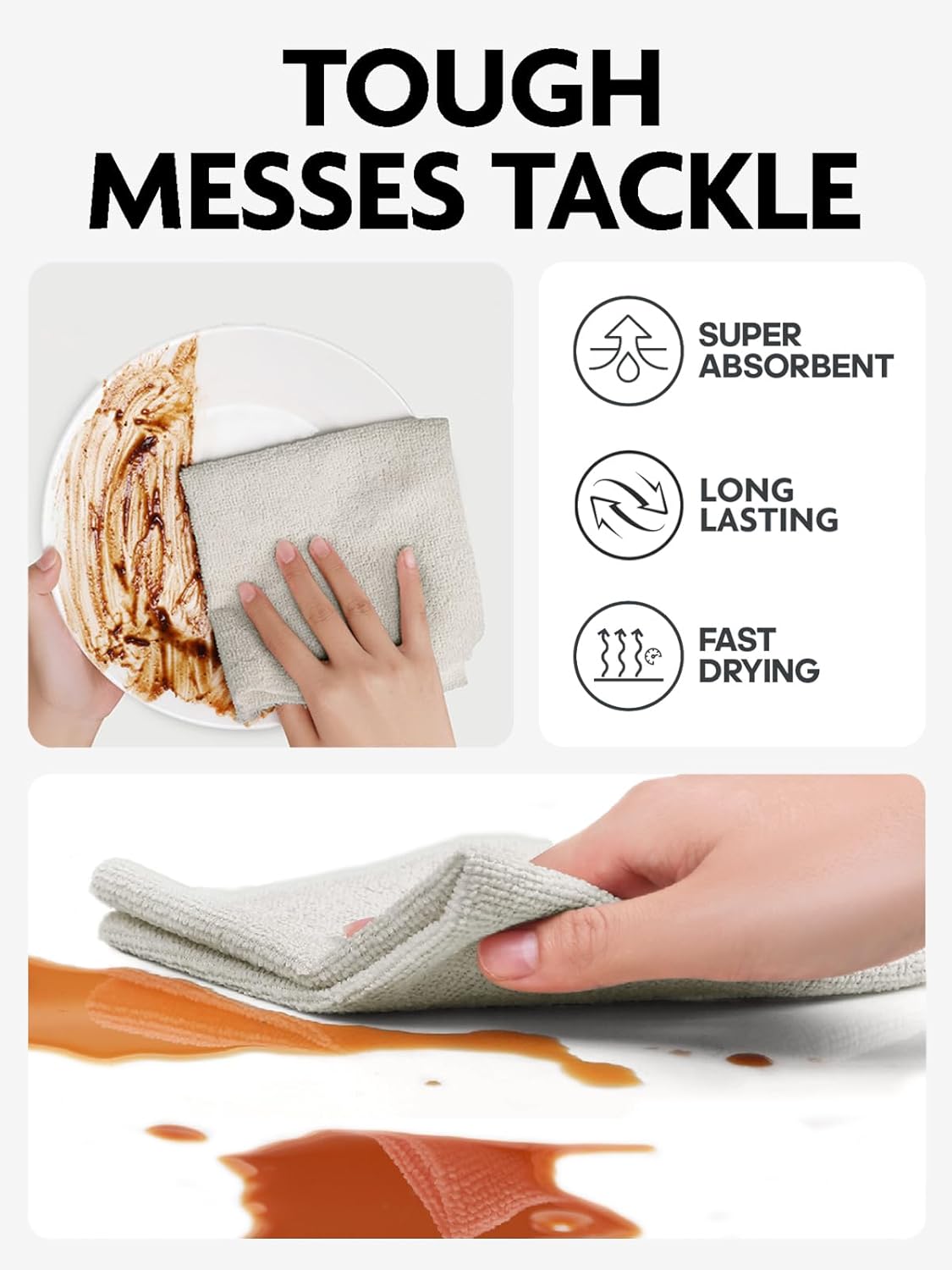 Fantasticlean Microfiber Cleaning Cloth Roll -75 Pack, Tear Away Microfiber Towels, 12" x 12", Reusable, Washable, Scratch Free, Ultra Absorbent for All-Around Cleaning Supplies (DimGray)