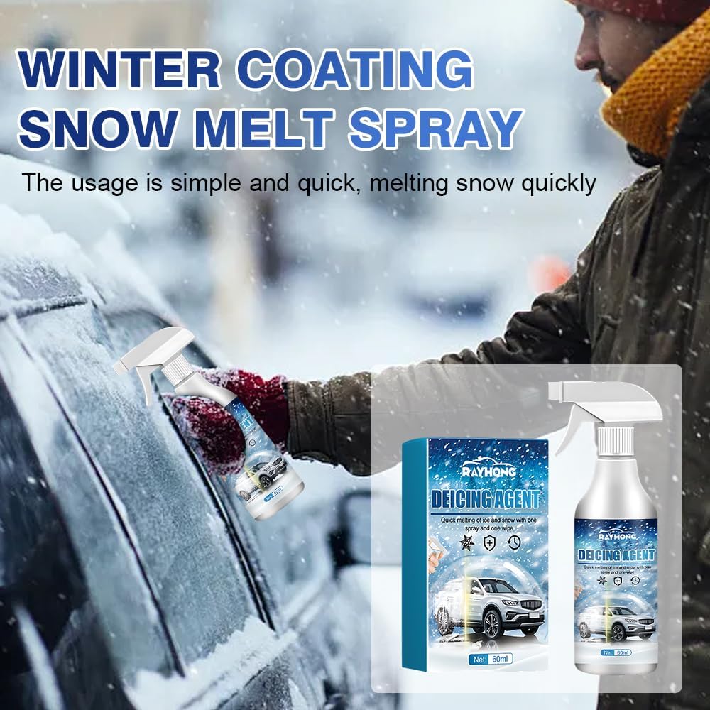 De - Icer for Car Windshield Defroster, Snow Melting Defrost Liquid for Car Window Cleaner, Instantly Melts Ice & Winter Frost for Car Windshields, Windows, Mirrors, Key Locks, & Latches (1)