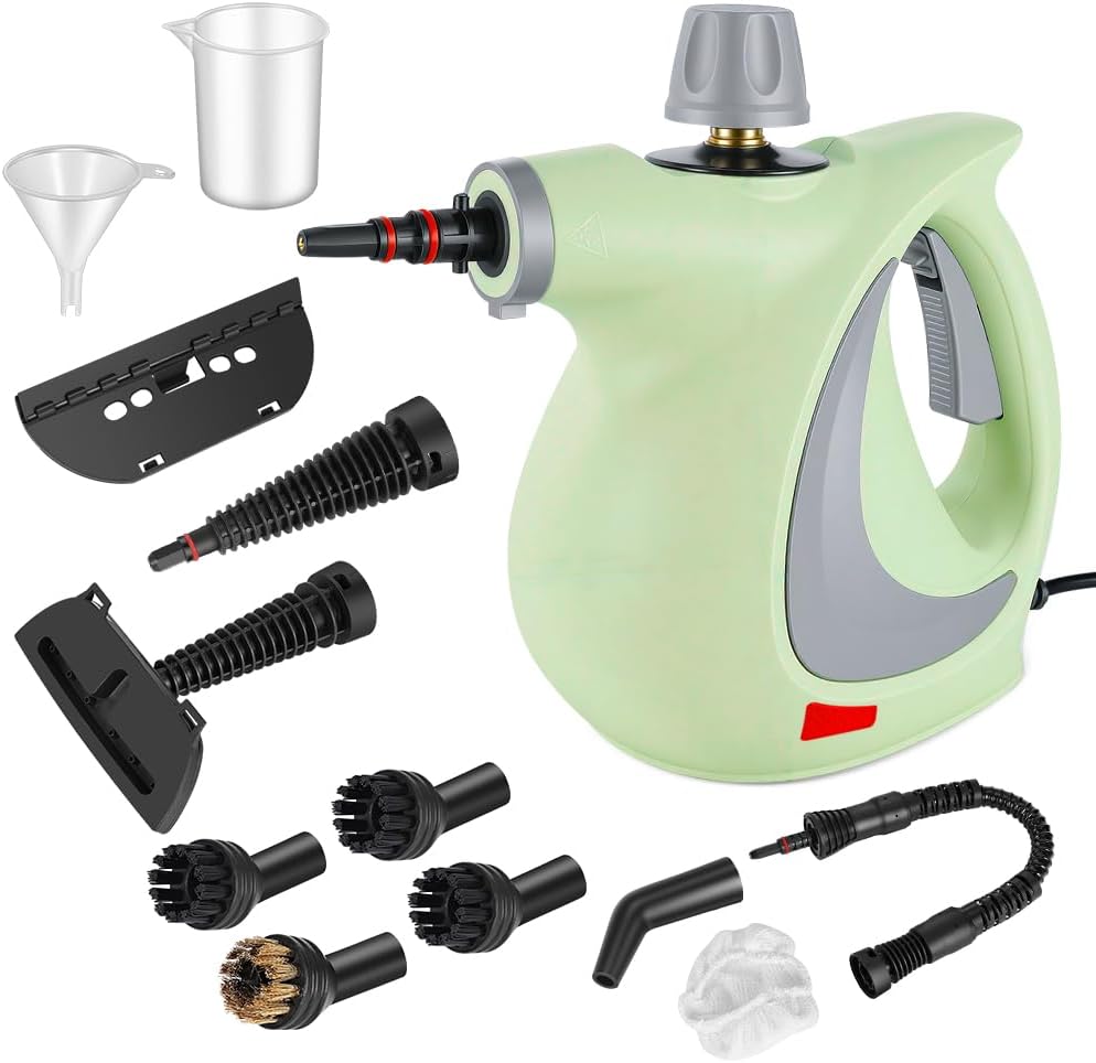 Handheld Pressurized Steam Cleaner with 12 pcs Accessories, Steamer for Cleaning, Steam Cleaner for Home Use, Steamer for Cleaning Car, Furniture, Floor, Upholstery, Grout and Tile, Deep Gray