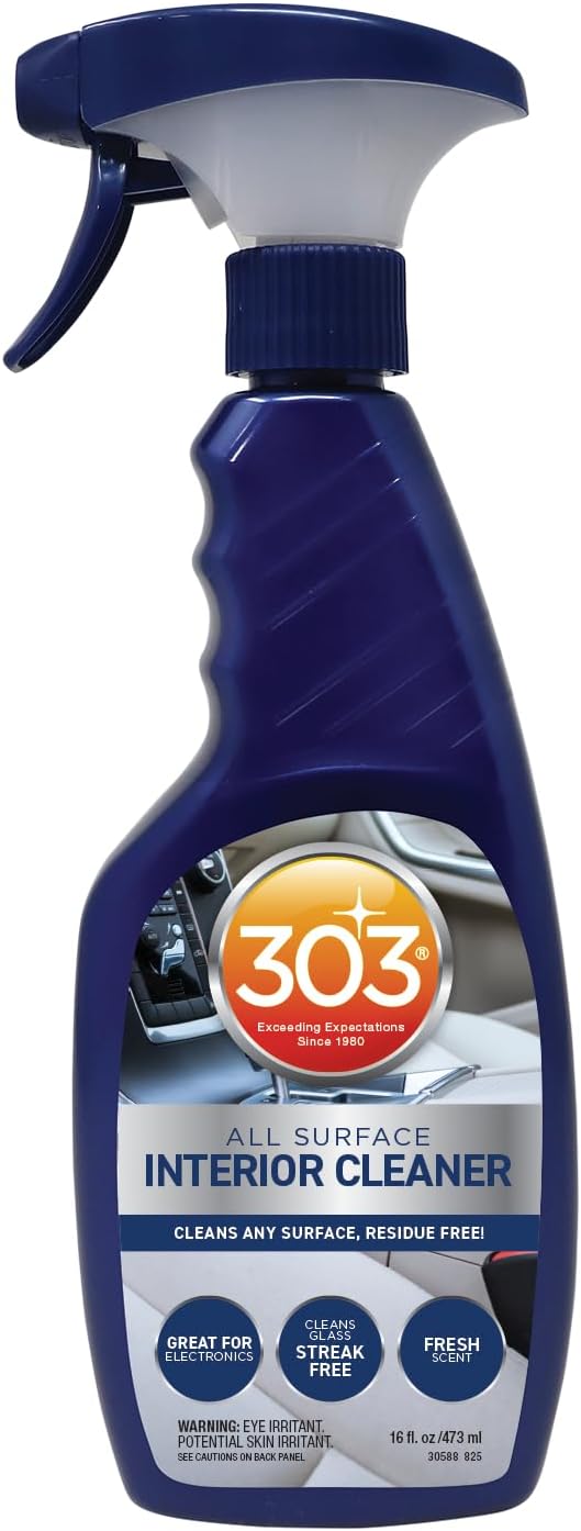 303 Products Interior Cleaner for Cars, All-Surface Auto Cleaner – Safe on Touch Screens & LCD, Residue-Free, Streak-Free Finish for Glass & Dash, 16 oz
