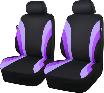 CAR PASS Line Rider Sporty Front Seat Covers,Gray Car Seat Covers Two Front Seats Only, Airbag Compatible,Universal Fit Sedans,Cars,Vans,SUV,Truck(Black and Gray)