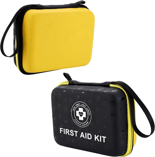 Small First Aid Kit - 165 Piece Dual-Color Emergency Medical Kit with Hard Shell & Fluorescent Exterior Coating, Emergency First Aid Kit for Home, Car, Travel, Hiking & Outdoor(Pink/White)