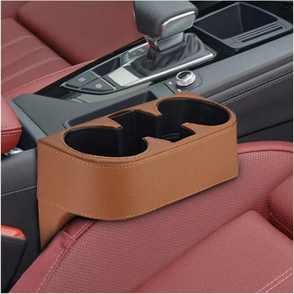 ZIMISI Car Cup Holder, PU Leather Auto Front Console Gap Filler Organizer, Multifunctional Cup Drink Holder, Car Seat Gap Filler Storage Box, Coin Bucket, Cell Mobile Phone Holder (Grey)