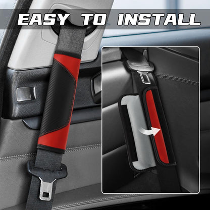 2PCS Car Seat Belt Cover Pad, Soft Carbon Fiber Leather Seatbelt Shoulder Protector for a More Comfortable Driving, Universal Safety Belt Strap Cover to Protect Your Neck (Blue)