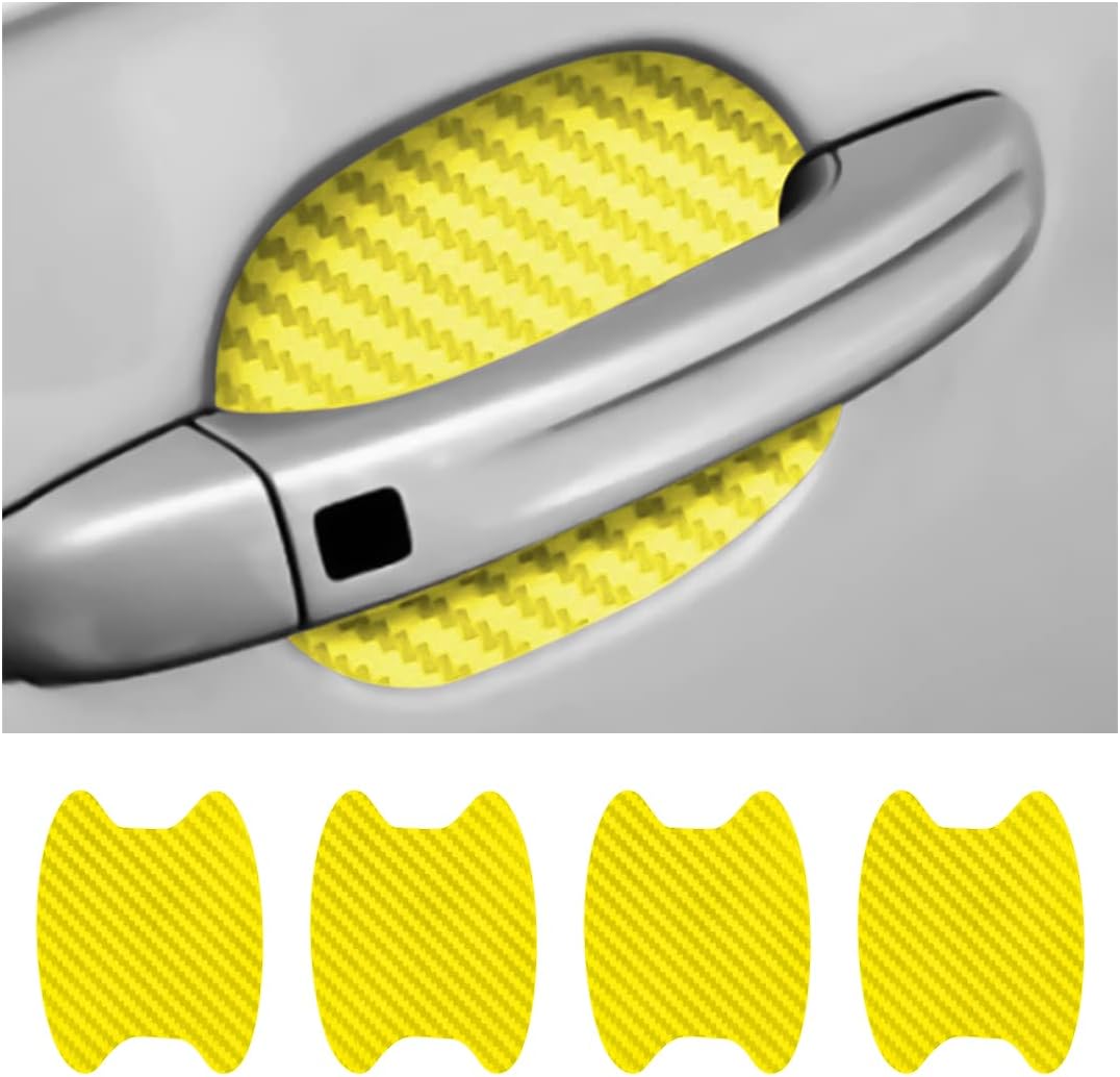 4PCS Sticker, Carbon Fiber Anti-Scratches Car Door Cup Protector, Non-Marking Auto Door Handle Protective Film, Universal for Most Car Handles (Black/4PCS)