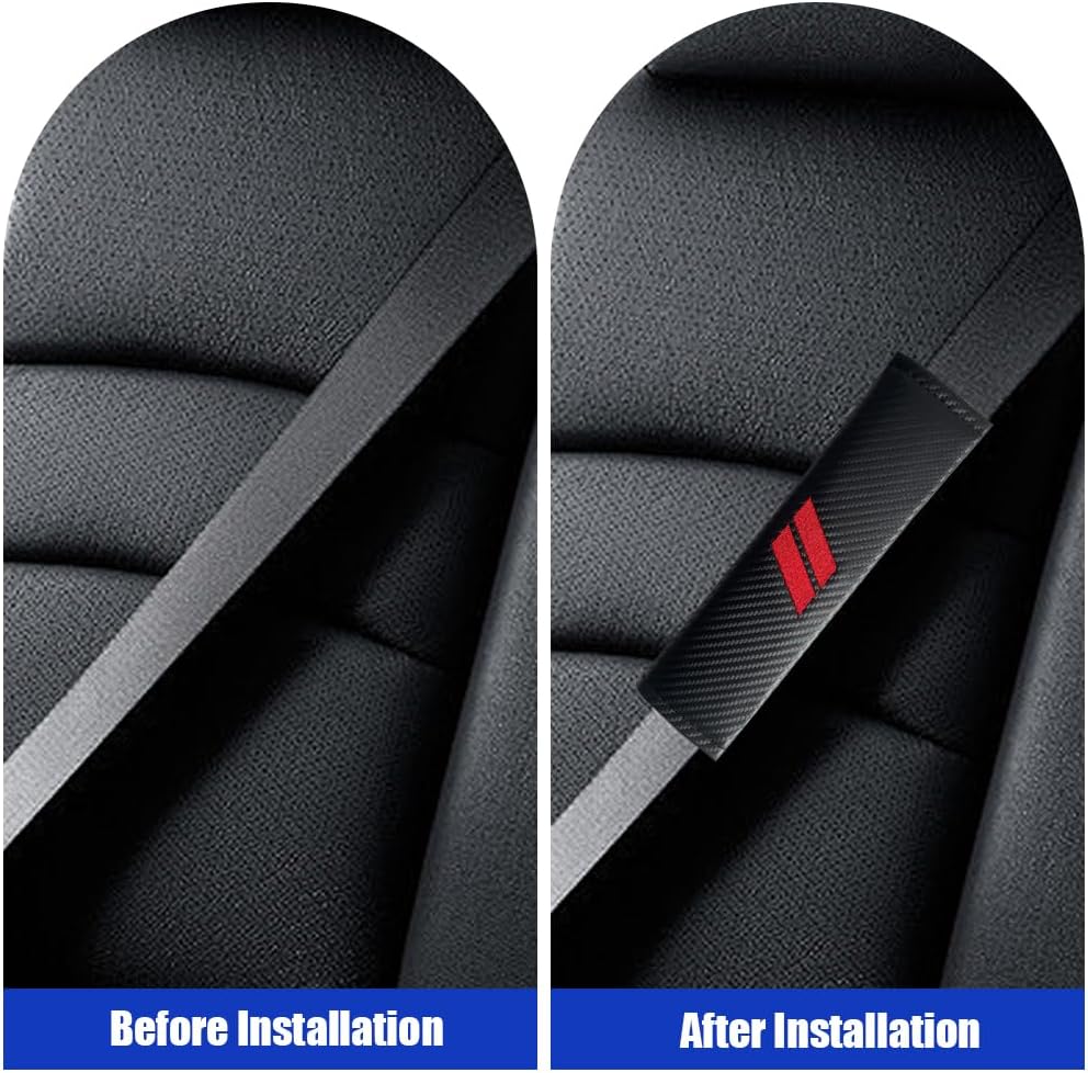 JDDRY 2PC Car Seat Belt Covers Pads,Seatbelt Strap Cover,Seat Belt Shoulder Strap Pads,Carbon Fiber Leather Car Interior Accessories(2Pack,Black-USA Flag)
