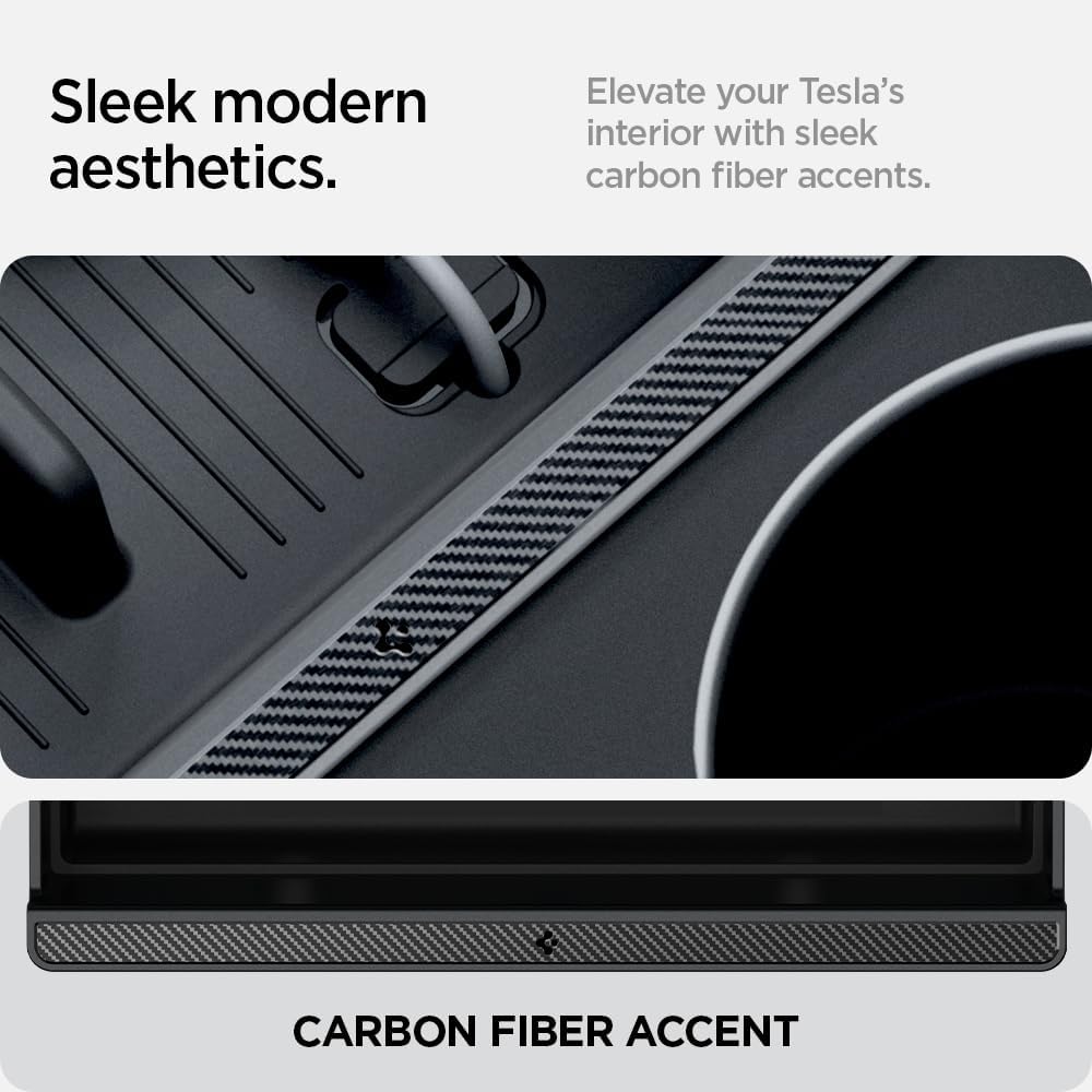 Spigen Center Console Organizer for Tesla Model Y Juniper (Only Premium & Performance 2026) and Model 3 Highland (Standard, Premium & Performance 2024/25/26) with Smooth Slide Technology - [Sliding]