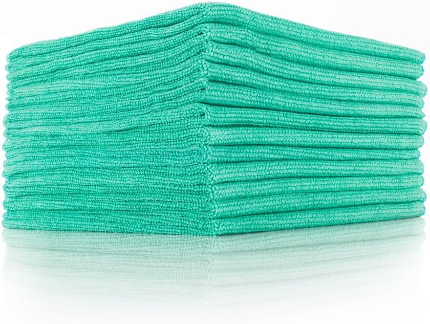 The Rag Company - The Edgeless Pearl - Professional Microfiber Detailing Towel for Ceramic Coating, Leveling & Sealant Removal, Scratch-Free & Tagless, 320gsm, 16x16 inches, Ice Grey - 12-Pack