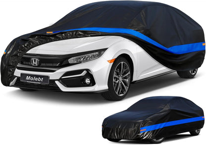 Car Cover Waterproof All Weather for Automobiles, Universal Fit Sedan Coupe Chevrolet Corvette/Camaro, Ford Mustang/Fusion, Honda Accord/Civic, KIA Optima, Hyundai Sonata, Nissan Maxima etc.