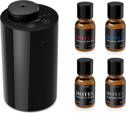 Airversa Waterless Diffuser for Essential Oil, Car Diffsuer, Battery Operated Nebulizer, 0.7 Fl Oz/ 20mL, Mini Scent Air Machine, 3 Timers & 3 Mist Levels for Home, Room, Car, Office - AN6 Black