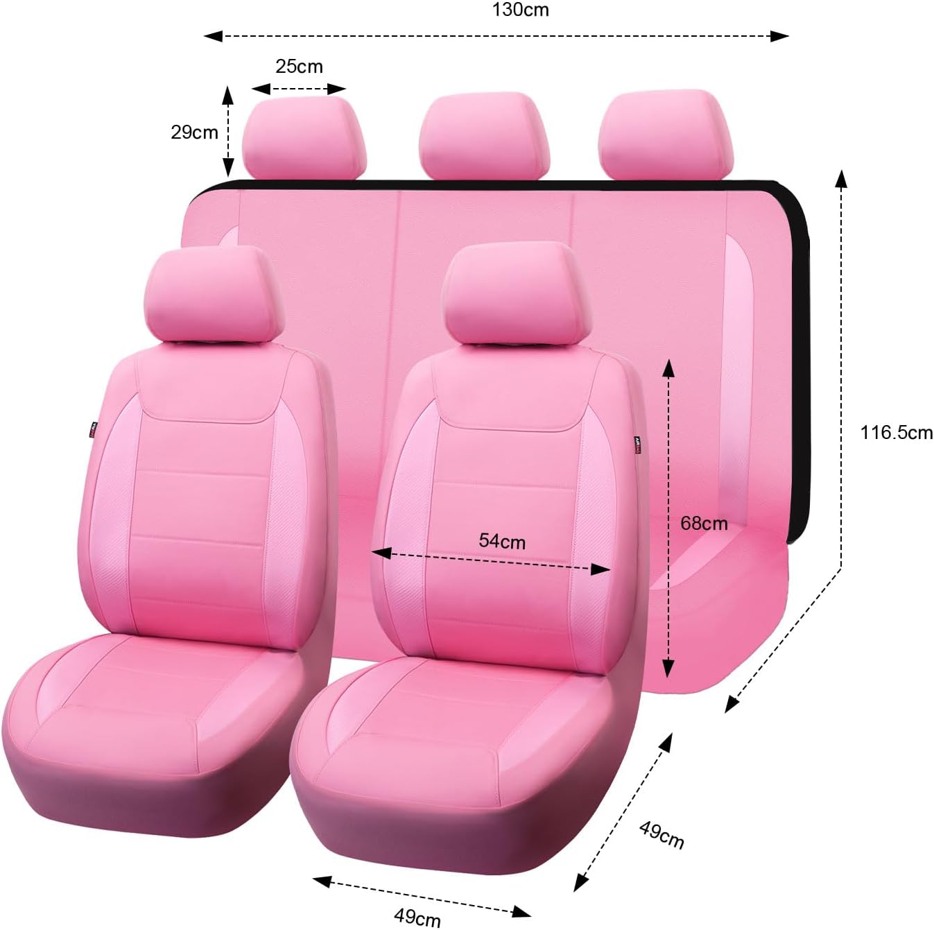 Flying Banner Carbon Fiber Leather Vehicle Seat Covers, Leopard Gray Black, Universal Fit - 8PCS