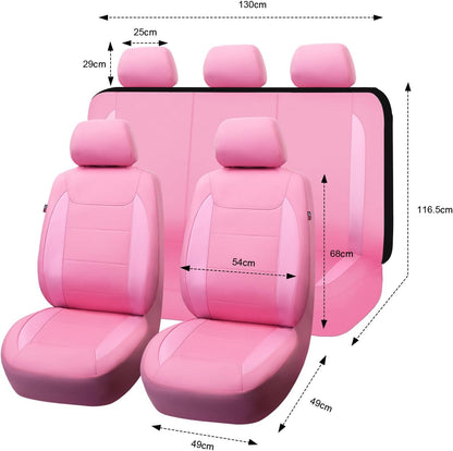 Flying Banner Carbon Fiber Leather Vehicle Seat Covers, Leopard Gray Black, Universal Fit - 8PCS