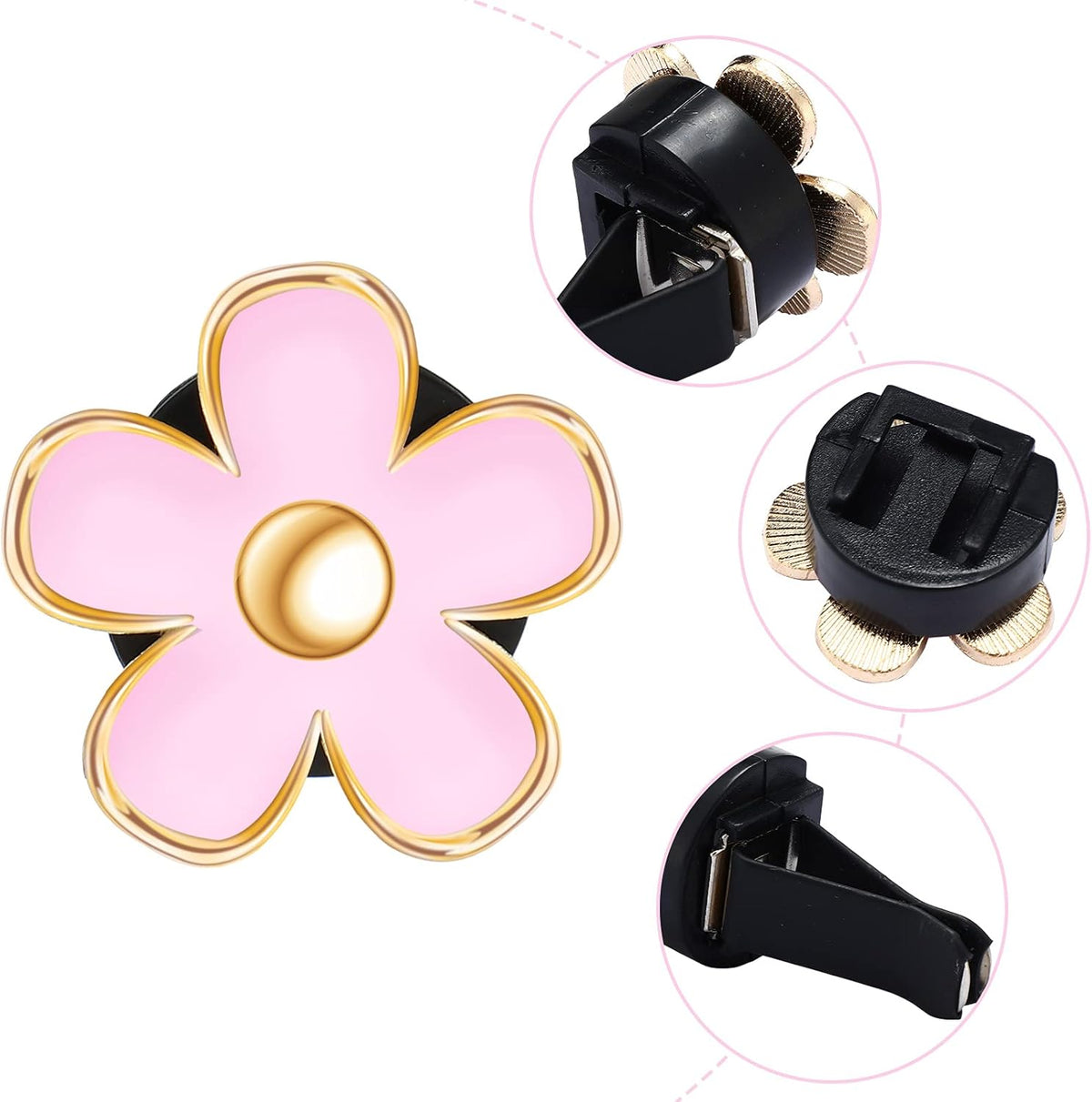 Frienda 6 Pcs Daisy Flower Air Vent Clip Accessories Air Conditioning Outlet Clip Car Air Freshener Dashboard Accessories Charm Car Inter Decor(3 cm, 3.3 cm,White)