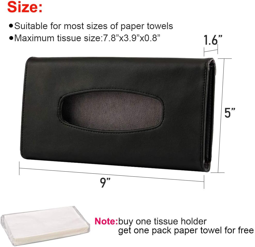 Fredysu Car Visor Tissue Holder, Sun Visor Napkin Holder Backseat Tissue Case, Premium Car Tissue Box for car, Vehicle (Black)