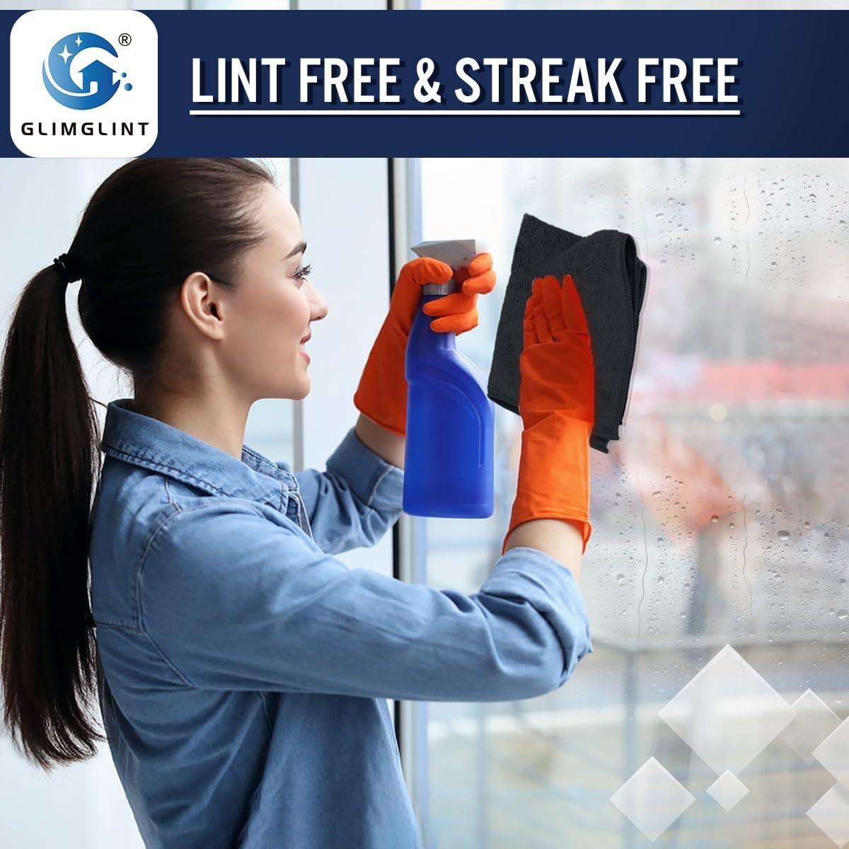 GLIMGLINT Black Microfiber Cleaning Cloth,150PK Reusable Cleaning Rags,Highly Absorbent Shop Rags Bulk,All-Purpose Car Cleaning Towels for TV Screen, Kitchen, Bathroom, Restaurant, Garage, 14"X12"