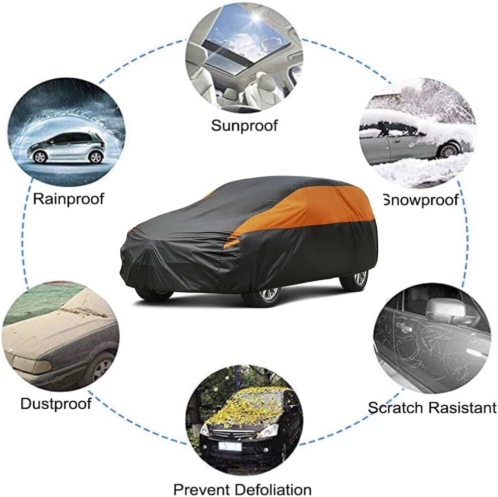 GUNHYI Car Cover for Automobiles All Weather Waterproof, Universal Fit Sedan Ford Mustang, Chevy Camaro/Malibu, Kia Optima, Hyundai Sonata, Nissan Altima, Volkswagen Passat, Tesla Model 3 etc.