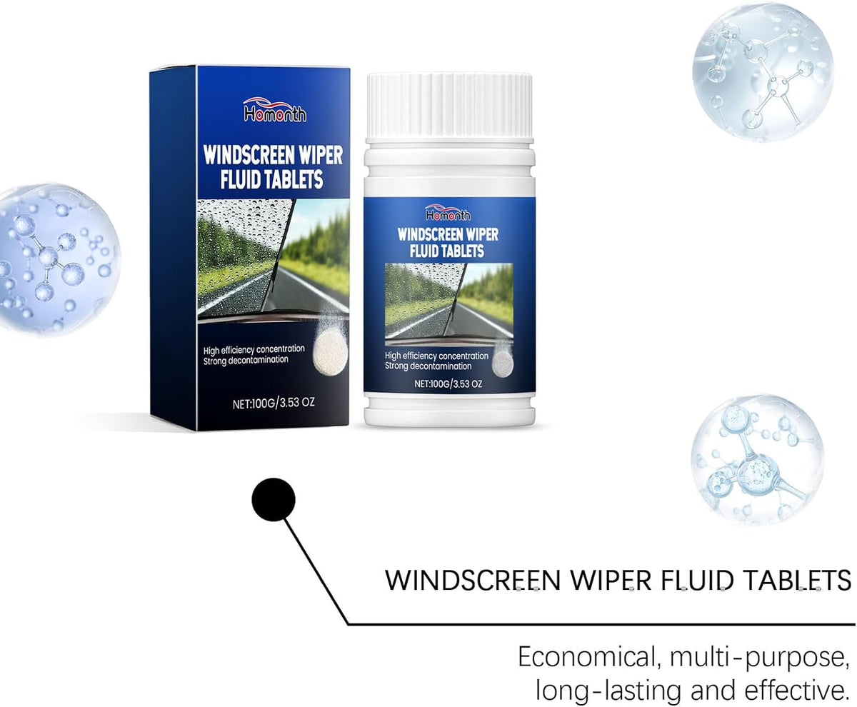 Surakey 100g Car Windshield Washer Fluid Concentrated Clean Tablets,Windshield Wiper Fluid Solid Effervescent Tablet, Remove Glass Stains,Clear Vision Professional Car Window Cleaner