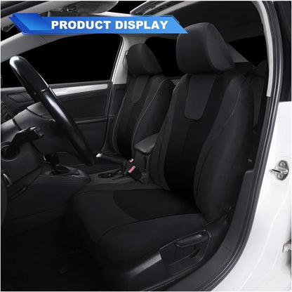 ZIMISI 4PCS Car Front Seat Covers, Comfort Breathable Vehicle Seat Protector Cover, Universal Automotive Interior Accessories for Car, SUV, Truck (Grey/Black)