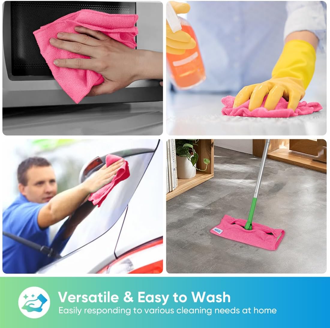 HOMEXCEL Grey Microfiber Cleaning Cloth, 12 Pack Premium Microfiber Towels for Cars, Lint Free, Scratch-Free, Highly Absorbent, Reusable Cleaning Rags for Car, Household, Kitchen, Window, 11.5"X11.5"