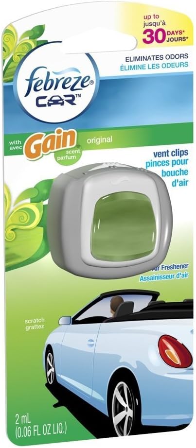 Febreze Car Vent Clips Air Freshener Smoke Odor Eliminator, Citrus Scent 2 Pack