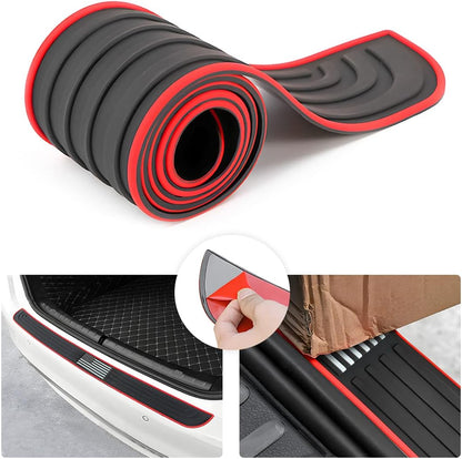 Car Rear Bumper Protector Guard, Anti-Scratch Abrasion Rubber Trunk Door Entry Sill Guard, Non-Slip Vehicle Trim Cover Protection Strip, Car Accessories for Most Cars and SUV (Black/Red/35.4" x2.7)