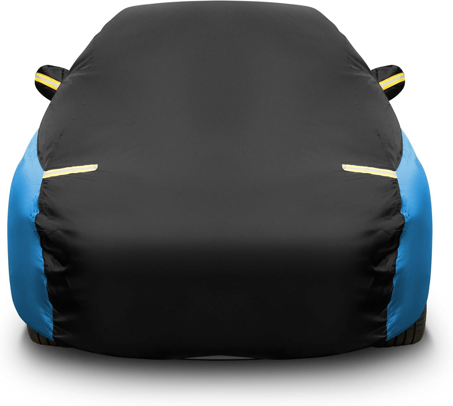 Riakrum Full Car Cover Waterproof All Weather for Automobiles Windproof Cover Rain UV Protection Sun Scratch Resistant Outdoor Universal(Fit Sedan Length (185-193'') 70'' H,Black, Orange)