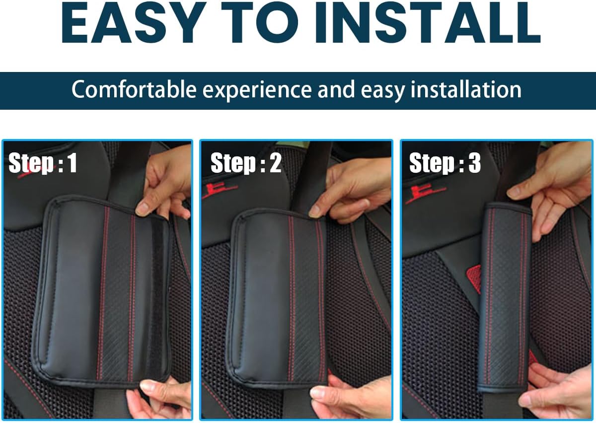 Osilly 2PCS Car Seat Belt Cover, Carbon Fiber Seatbelt Shoulder Protection, Soft Car Seat Belt Strap Cushion Protect Your Neck and Shoulder, Car Accessories Seat Belt Pad for Car Truck (Red)