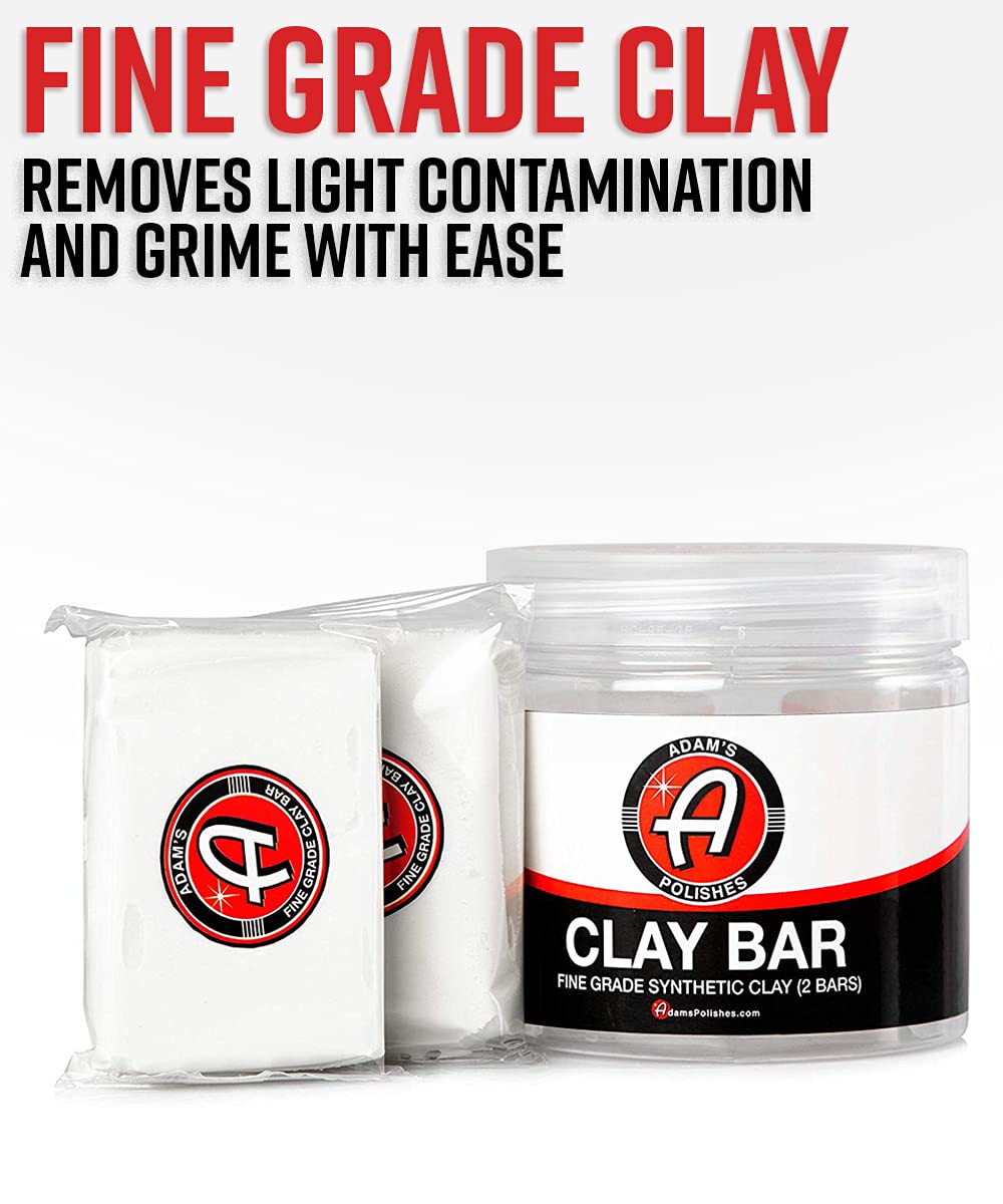 Adam's Polishes Fine Grade Clay Bar - Removes Debris & Dirt from Vehicle for Paint, Glass, Trim, Wheels | Add Shine, Gloss & Restore Depth of Color