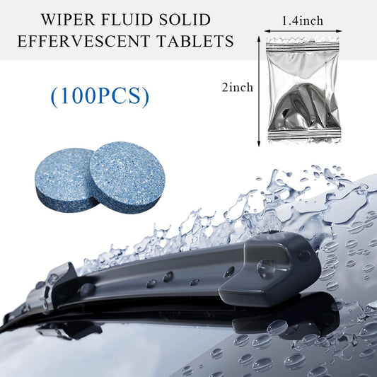 Yourkar 100 PCS Car Windshield Washer Tablets, Auto Glass Wiper Solid Cleaning Concentrated Tablets, Solid Effervescent Tablet for Cleaning Glass Window Surfaces, Car Accessories