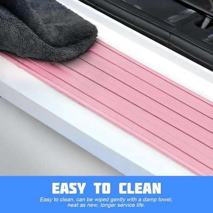 Car Rear Bumper Protector Guard, Anti-Scratch Abrasion Rubber Trunk Door Entry Sill Guard, Non-Slip Vehicle Trim Cover Protection Strip, Car Accessories for Most Cars and SUV (Black/Red/35.4" x2.7)