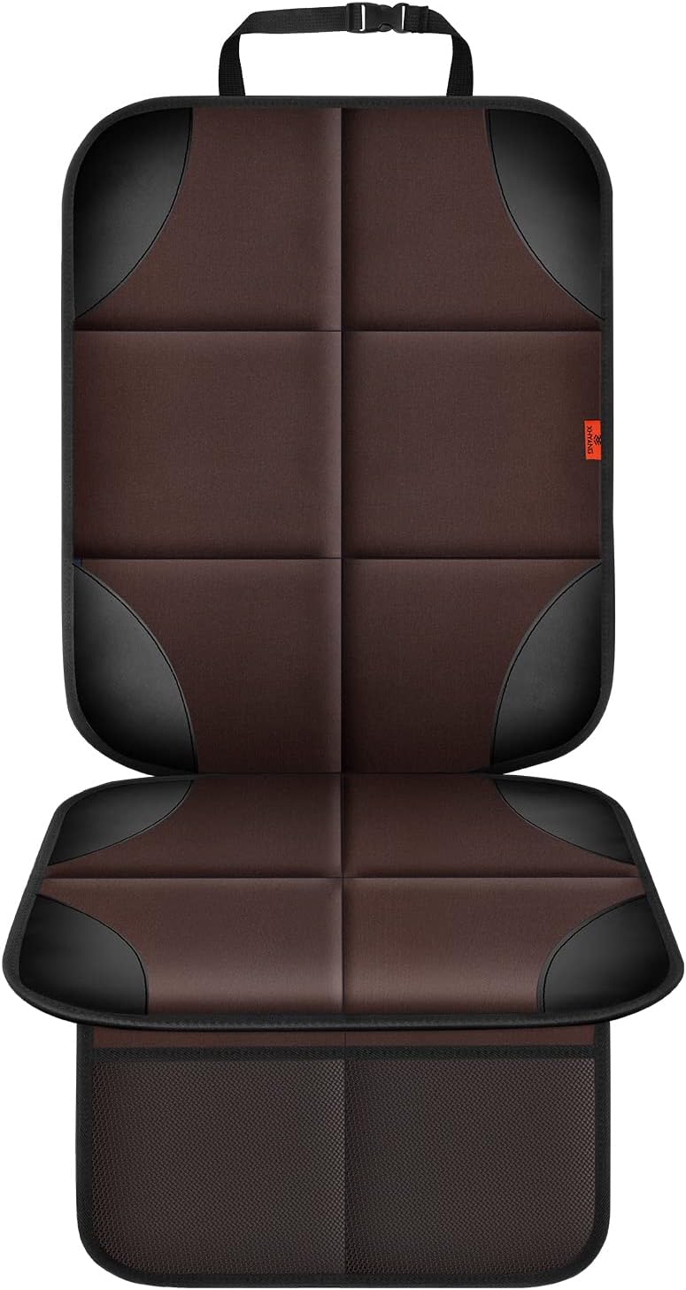 XHYANG Car Seat Protector 1 Pack Car Seat Cushion Mat Thickest Padding,Waterproof 600D Fabric Car Seat Covers for Non-Slip Backing Mesh Pockets for Baby and Pet (Black, 1 Pc)