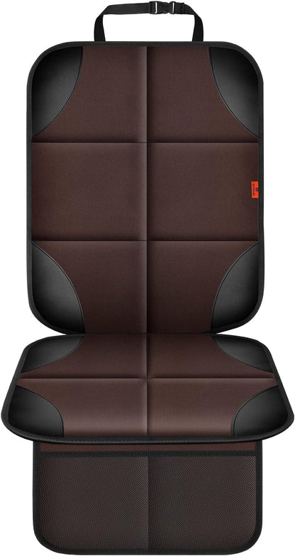 XHYANG Car Seat Protector 1 Pack Car Seat Cushion Mat Thickest Padding,Waterproof 600D Fabric Car Seat Covers for Non-Slip Backing Mesh Pockets for Baby and Pet (Black, 1 Pc)