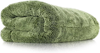 The Rag Company, The Liquid8r, Absorbent 70/30 Blend Microfiber Drying Towel for Cars, Trucks, and SUVs, Safe for Detailing, Scratch-Free, Twist Loop, 1100 GSM, 20x24 Inches, Aqua Blue/Grey