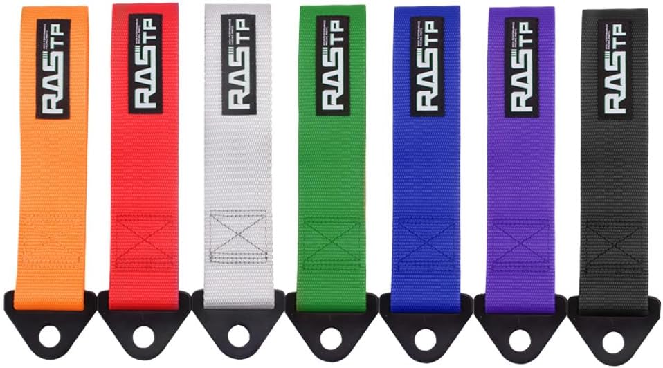 RASTP High Strength Racing Tow Strap, Tow Hook Fit for Front or Rear Front Bumper Decorative Trailer Belt (Black)