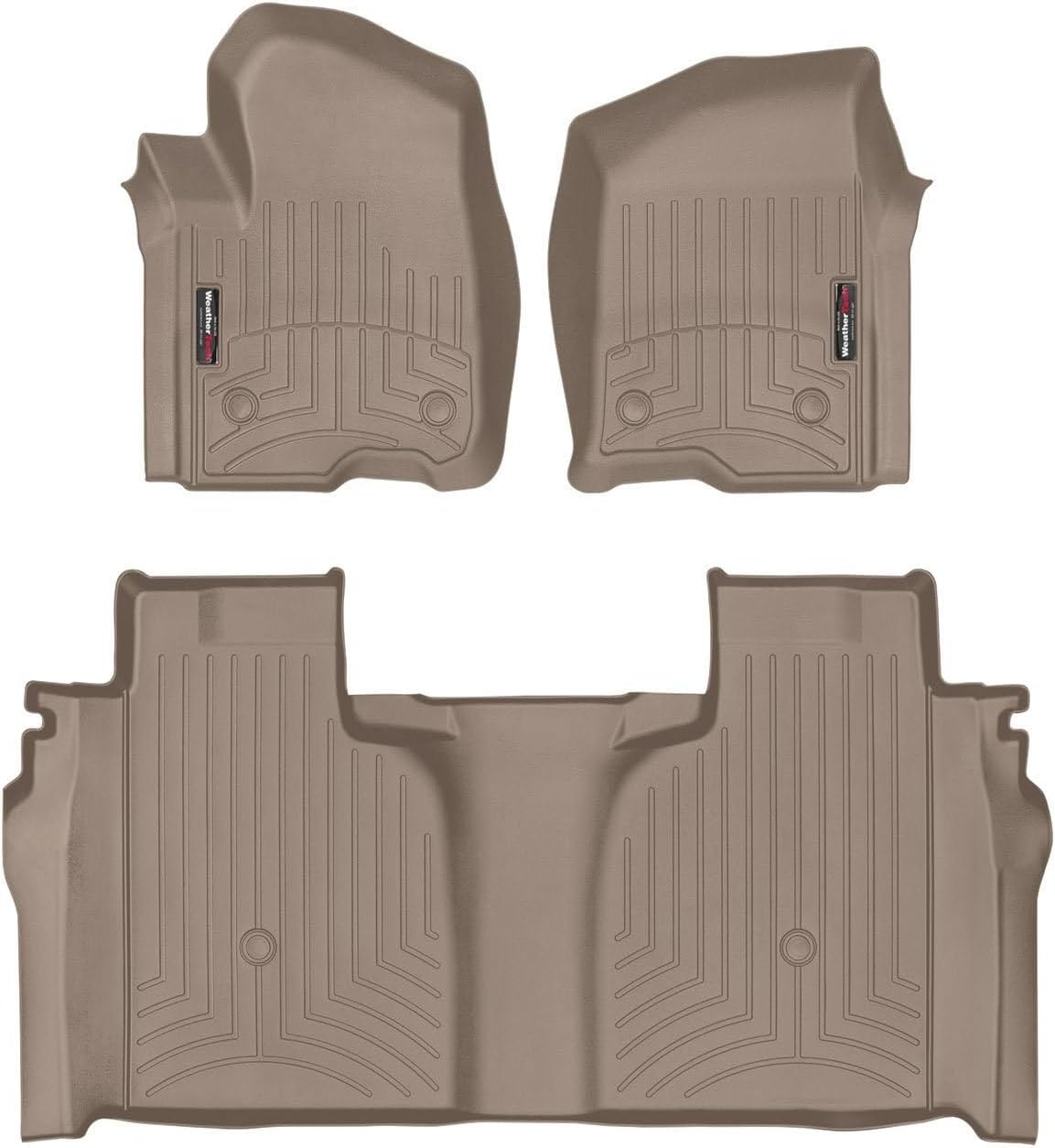WeatherTech Custom Fit FloorLiners for GMC Sierra 1500 Limited, Silverado 2500HD/3500HD, Silverado 1500-1st & 2nd Row (471436-1-2), Cocoa