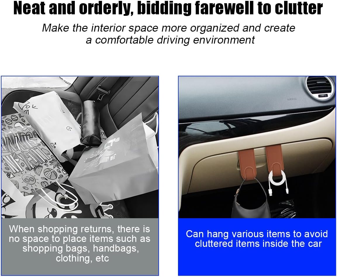 Bittwee Car Co-Pilot Glovebox Hooks, 2PCS Anti-Scratch Vehicle Passenger Seat Storage Hanger for Handbag Purse Umbrellas, Auto Interior Organizer, Universal for SUV Sedan Truck(Black)