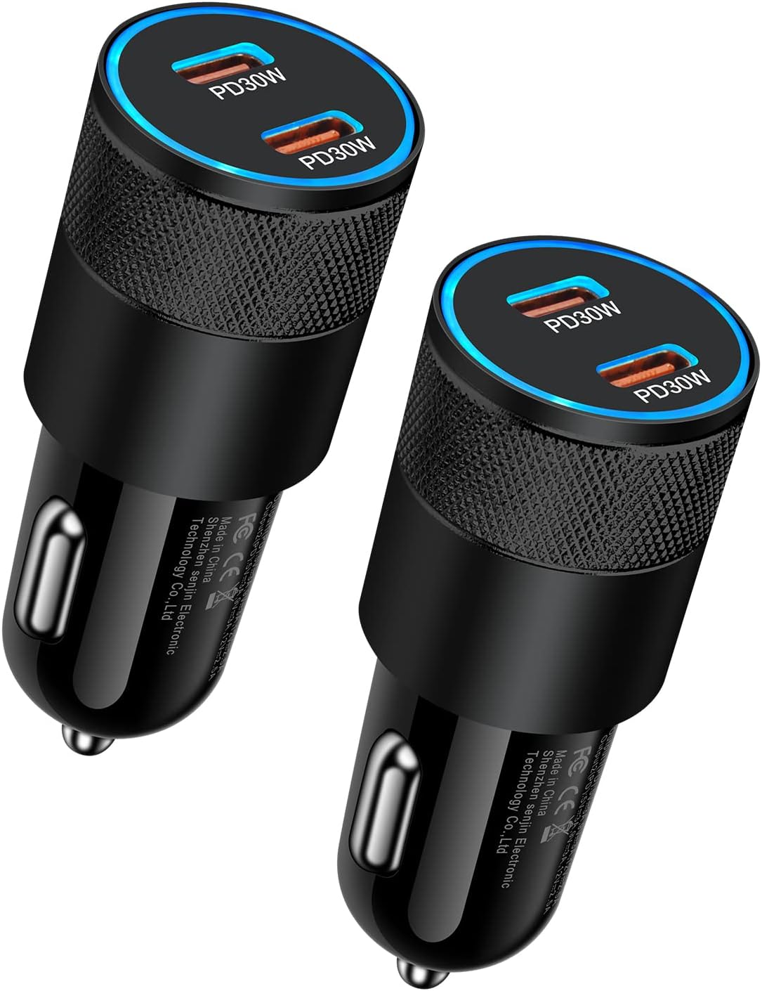 60W USB C Car Charger, 2Pack USB C Cigarette Lighter Adapter Fast Charging | Dual Port PD3.0 Type C Car Charger Plug Compatible with iPhone 17 16 15 14 Pro Max Samsung Galaxy S26/S25/S24 Pixel 10 9Pro