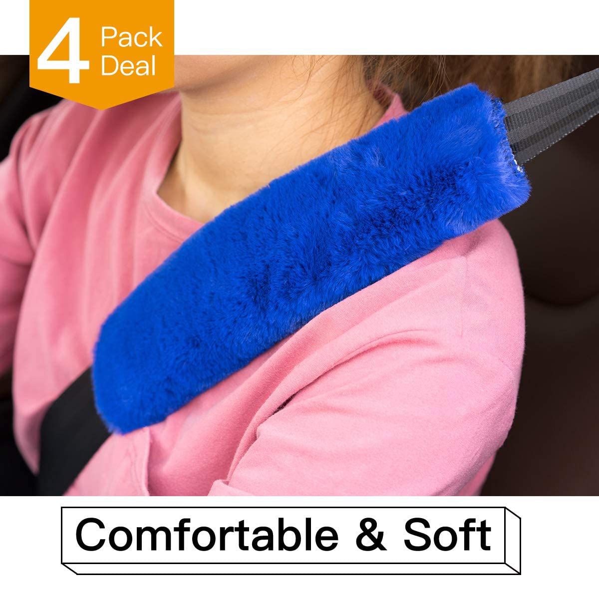 4Pack Seatbelt Covers for Kids,Seat Belt Cushion Cover,Infant Baby Car Seat Neck Shoulder Strap Pads,Soft Newborn Carseat Stroller Straps Covers Accessories(Pink)