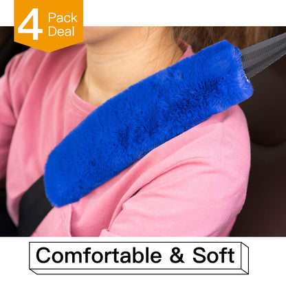 4Pack Seatbelt Covers for Kids,Seat Belt Cushion Cover,Infant Baby Car Seat Neck Shoulder Strap Pads,Soft Newborn Carseat Stroller Straps Covers Accessories(Pink)