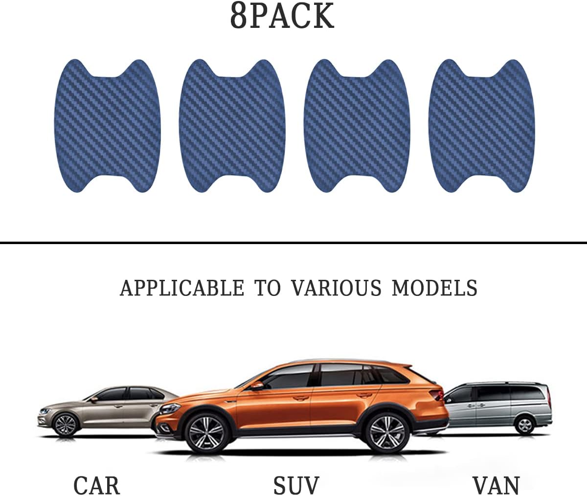 4PCS Sticker, Carbon Fiber Anti-Scratches Car Door Cup Protector, Non-Marking Auto Door Handle Protective Film, Universal for Most Car Handles (Black/4PCS)