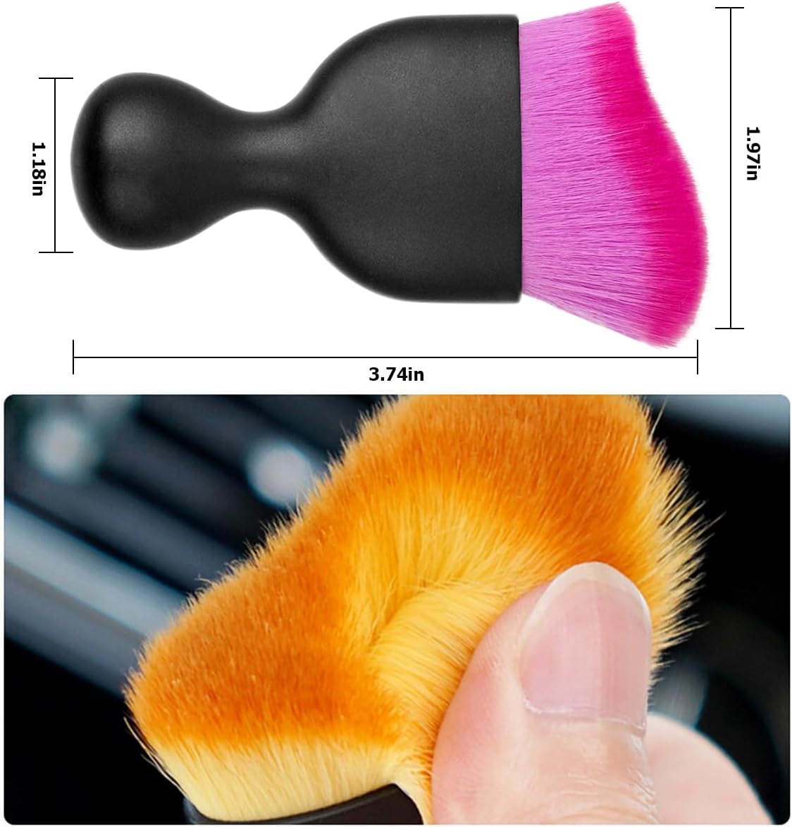 Blilo Car Interior Detailing Brush, Auto Soft Hair Cleaning Brushes, Curved Dirt Dust Collectors, Removal Tool for Dashboard Air Conditioner Vents Leather, Scratch Free (Black/1PCS)