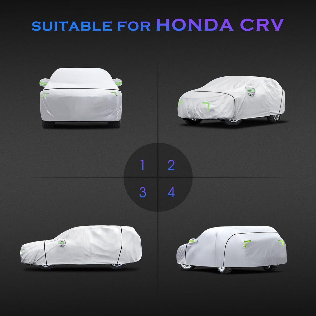 Car Cover Custom Fit for Honda CRV 1997-2025,Toyota RAV4 1996-2025, 6 Layers Truck Cover Waterproof All Weather for Automobiles,Outdoor Full Exterior Cover,Rain, Sun, Wind Protection,Black