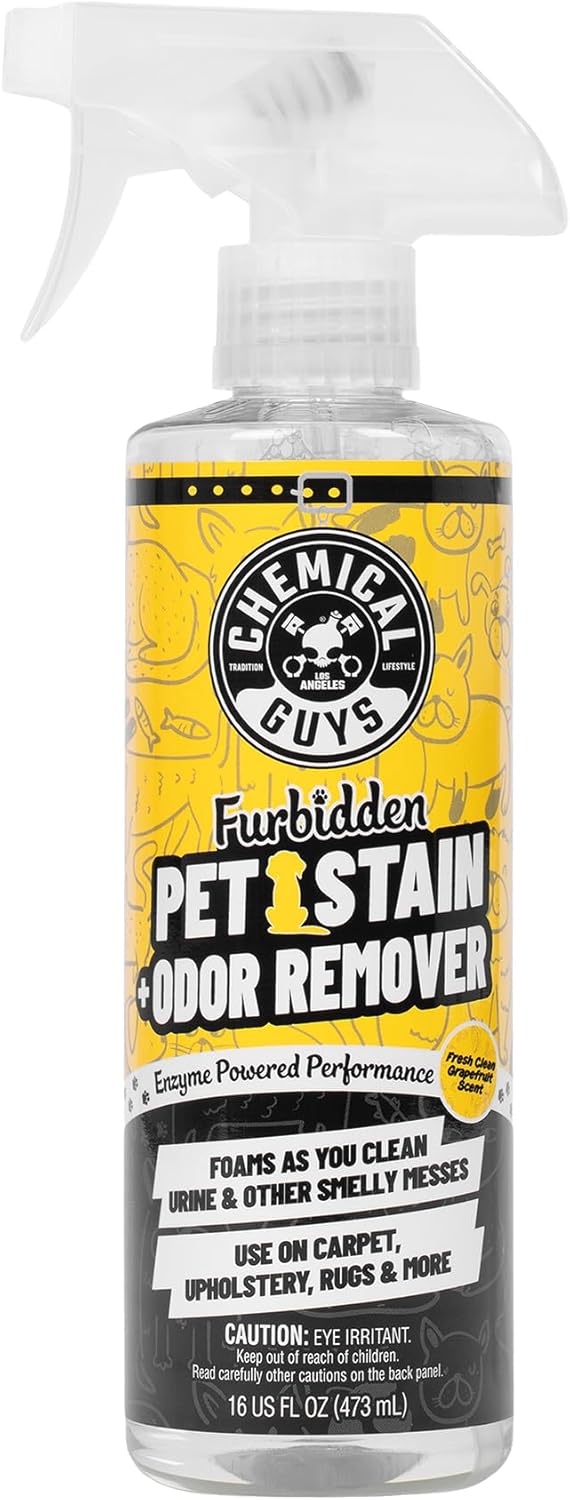 Chemical Guys Furbidden Pet Stain Remover for Car & Home, Carpet & Upholstery Cleaner, Eliminates Pet Odors & Stains from Urine & Vomit, Multi-Surface Pet Odor Neutralizer - 16 oz
