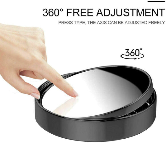 2 pcs Blind Spot Mirrors, 2" Round HD Glass Convex 360° Wide Angle Side Rear View Mirror with ABS Housing for Cars SUV and Trucks, Black, Pack of 2