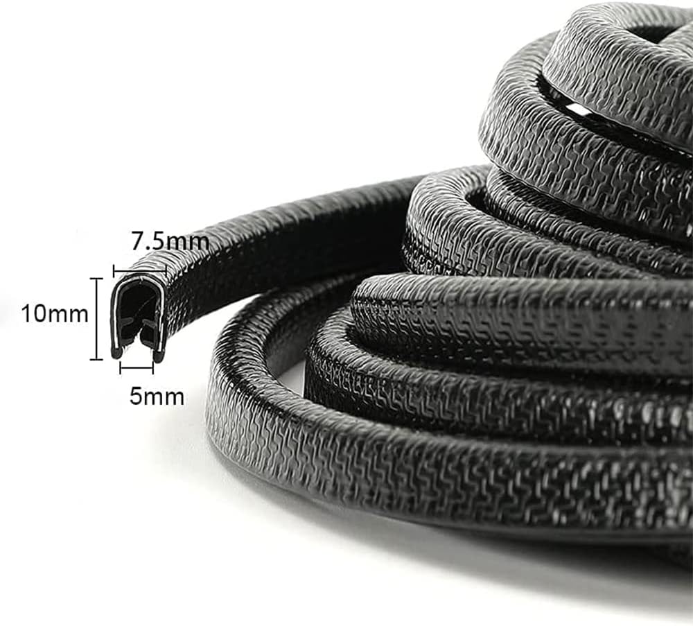 Winunite 32.8ft (10m) Car Door Edge Guards Black – Rubber, No Glue, U-Shaped, Built-in Metal Clips, Fits Most Vehicles, Fade-Resistant, Scratch- and Chip-Resistant – Reduces Dings in Parking Lots
