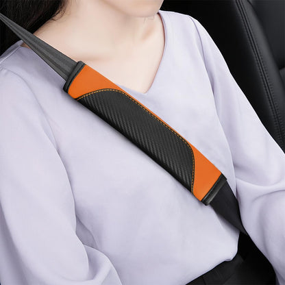AUCELI 2PCS Car Seat Belt Cover, Carbon Fiber Seatbelt Shoulder Strap Covers, Breathable Leather Soft Harness Pad Protect Your Neck and Shoulder Compatible with Cars