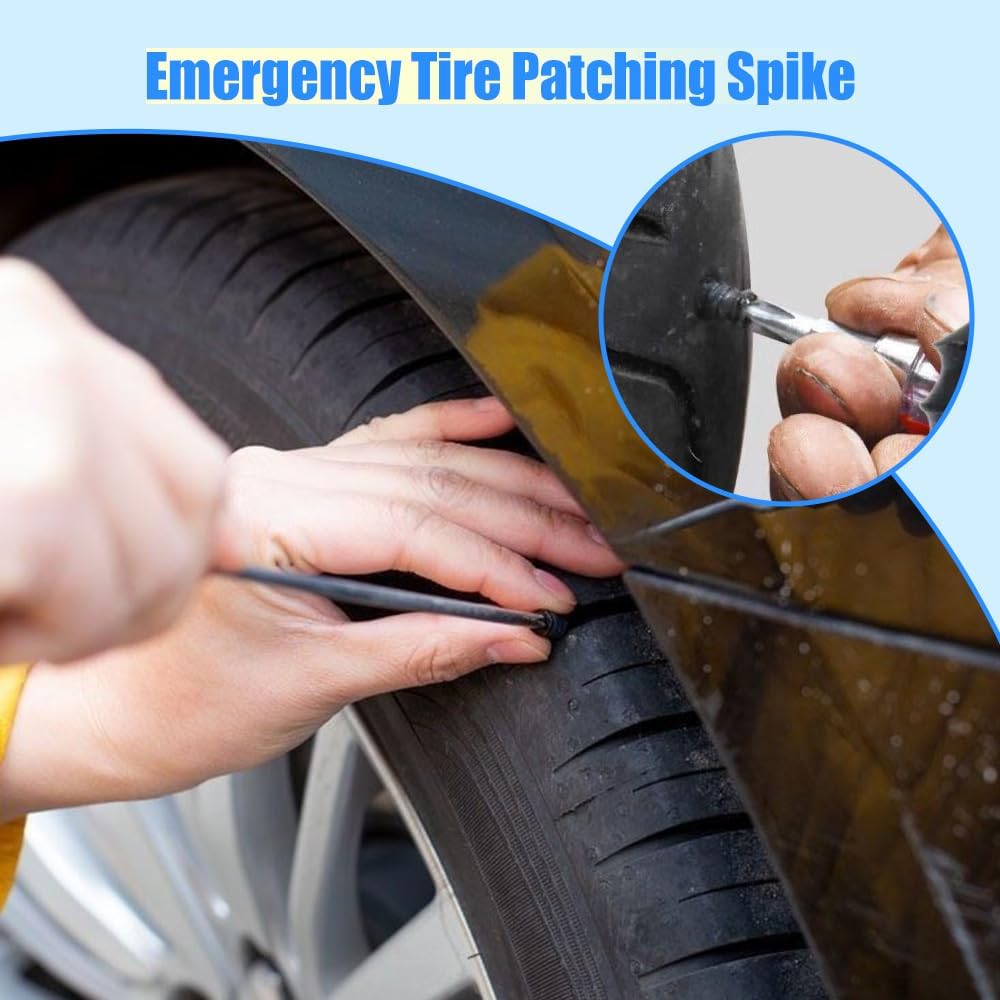 Tire Repair Nails Kit with 2 Sizes, Screw in Tire Repair Plugs with Box and Screwdriver, Fast Self-Service Tire Repair Tools (40 Pcs)
