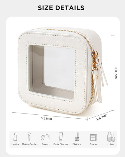 LETGO Clear Makeup Bags, TSA Approved Toiletry Bag with Zipper, Clear Makeup Organizer Fit Carry-on Travel Essentials,Clear Cosmetic Bags for Women Men (C-Beige)
