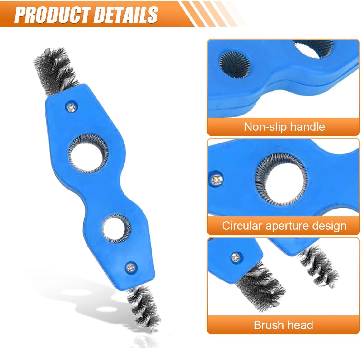 4-in-1 Car Battery Terminal Cleaning Brush- 1/2" & 3/4" Inner & Outer Thread Copper Tubing Pipes Brush- Rustproof Machine Parts Cleaner Tool for Plumbing Installation Soldering Brazing (Black)