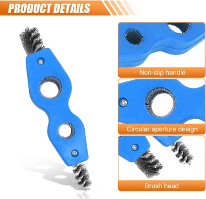 4-in-1 Car Battery Terminal Cleaning Brush- 1/2" & 3/4" Inner & Outer Thread Copper Tubing Pipes Brush- Rustproof Machine Parts Cleaner Tool for Plumbing Installation Soldering Brazing (Black)